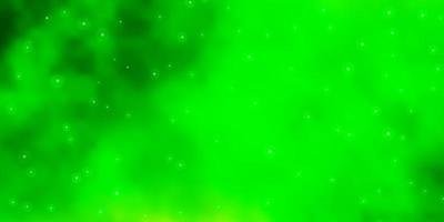 hellgrüner, gelber Vektorhintergrund mit kleinen und großen Sternen. vektor