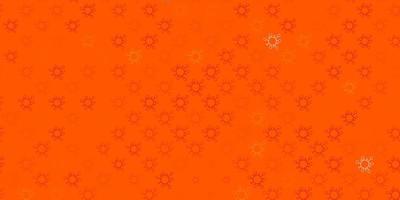mörk orange vektor bakgrund med covid-19 symboler.