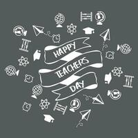 kreativ Hand Beschriftung Text zum glücklich Lehrer Tag Feier auf dekorativ Gekritzel Blumen- Hintergrund vektor