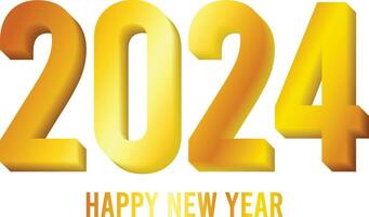 glücklich Neu Jahr 2024 golden 3d Zahlen vektor
