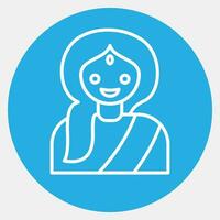 Symbol indisch Mädchen. Diwali Feier Elemente. Symbole im Blau runden Stil. gut zum Drucke, Poster, Logo, Dekoration, Infografiken, usw. vektor