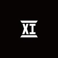 xi-Logo-Monogramm mit Säulenform-Design-Vorlage vektor