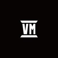 VM-Logo-Monogramm mit Säulenform-Design-Vorlage vektor