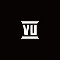 Vu-Logo-Monogramm mit Säulenform-Design-Vorlage vektor