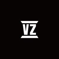 vz-Logo-Monogramm mit Säulenform-Design-Vorlage vektor
