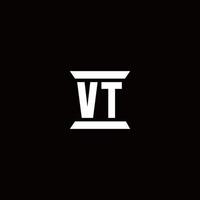 vt-Logo-Monogramm mit Säulenform-Designvorlage vektor