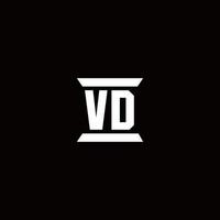 Vd-Logo-Monogramm mit Säulenform-Design-Vorlage vektor