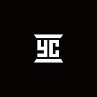 yc-Logo-Monogramm mit Säulenform-Design-Vorlage vektor