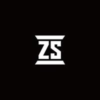 zs Logo-Monogramm mit Säulenform-Design-Vorlage vektor