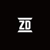 zd-Logo-Monogramm mit Säulenform-Design-Vorlage vektor