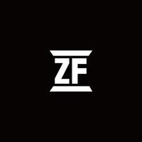 zf-Logo-Monogramm mit Säulenform-Design-Vorlage vektor