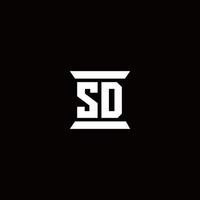 sd logotyp monogram med pelare form mallar vektor