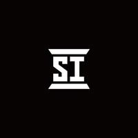 Si-Logo-Monogramm mit Säulenform-Design-Vorlage vektor