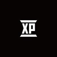 XP-Logo-Monogramm mit Säulenform-Designvorlage vektor