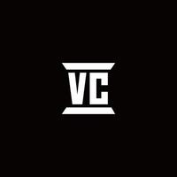 vc logotyp monogram med pelare form mallar vektor