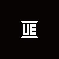 ue-Logo-Monogramm mit Säulenform-Design-Vorlage vektor