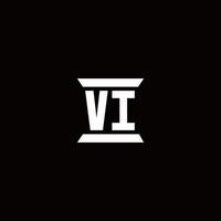 vi-Logo-Monogramm mit Säulenform-Designvorlage vektor