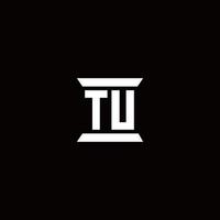 Tu-Logo-Monogramm mit Säulenform-Design-Vorlage vektor