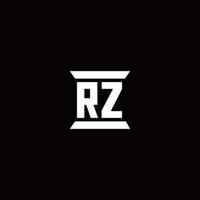 rz-Logo-Monogramm mit Säulenform-Design-Vorlage vektor