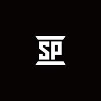 sp logotyp monogram med pelare form mall vektor