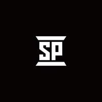 sp Logo-Monogramm mit Säulenform-Designvorlage vektor