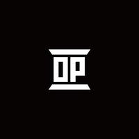Op-Logo-Monogramm mit Säulenform-Design-Vorlage vektor
