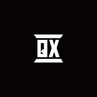 qx logotyp monogram med pelare form mall vektor