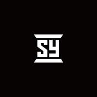 sy-Logo-Monogramm mit Säulenform-Design-Vorlage vektor