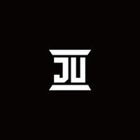 Ju-Logo-Monogramm mit Säulenform-Design-Vorlage vektor