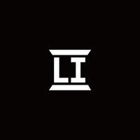 Li-Logo-Monogramm mit Säulenform-Design-Vorlage vektor