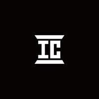 ic logotyp monogram med pelare form mallar vektor