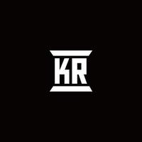 kr Logo-Monogramm mit Säulenform-Designvorlage vektor