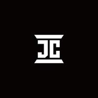 jc logotyp monogram med pelare form design mall vektor