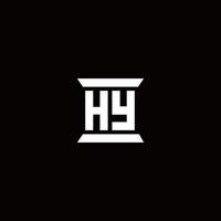 hy logotyp monogram med pelare form design mall vektor