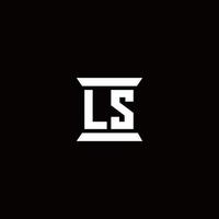 ls-Logo-Monogramm mit Säulenform-Design-Vorlage vektor