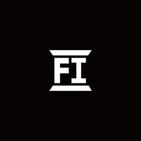 fi-logotypmonogram med mall för pelarformdesign vektor