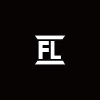 fl-Logo-Monogramm mit Säulenform-Design-Vorlage vektor