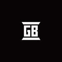 GB-Logo-Monogramm mit Säulenform-Design-Vorlage vektor