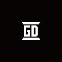 gd logotyp monogram med pelare form mall vektor