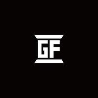 gf-Logo-Monogramm mit Säulenform-Design-Vorlage vektor