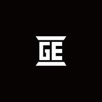 ge-Logo-Monogramm mit Säulenform-Design-Vorlage vektor