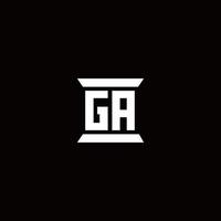 ga-Logo-Monogramm mit Säulenform-Designvorlage vektor