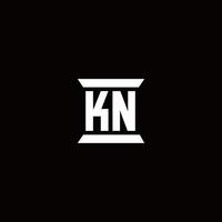 kn-Logo-Monogramm mit Säulenform-Design-Vorlage vektor