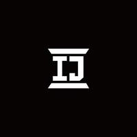 ij-Logo-Monogramm mit Säulenform-Design-Vorlage vektor