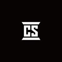 cs-Logo-Monogramm mit Säulenform-Design-Vorlage vektor