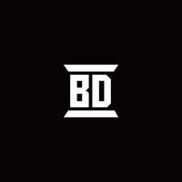 bd-Logo-Monogramm mit Säulenform-Design-Vorlage vektor