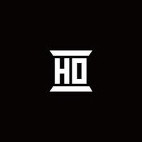 ho logotyp monogram med pelare form design mall vektor