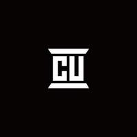 cu-Logo-Monogramm mit Säulenform-Design-Vorlage vektor