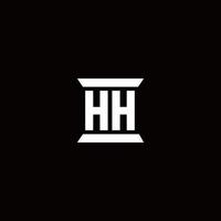 hh-Logo-Monogramm mit Säulenform-Design-Vorlage vektor