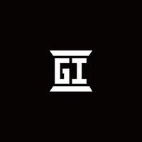 Gi-Logo-Monogramm mit Säulenform-Design-Vorlage vektor